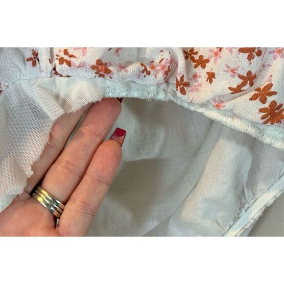 Free People Dessa Lightweight Wide Collar Woven Floral Bodysuit Women's XS - Picture 9 of 15